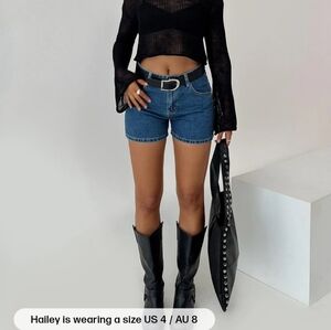 Princess Polly Saldana Shorts Mid Denim Blue